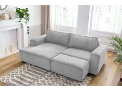 Canapé D'angle Fixe Compact NIHAD Velours Côtelé Avec Pouf 17 Canapé D'angle Fixe Compact NIHAD Velours Côtelé Avec Pouf -Velvet Magasin canape d angle fixe compact nihad velours cotele avec pouf 5