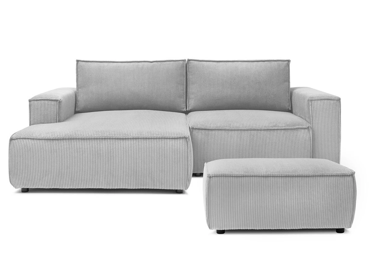 Canapé D'angle Fixe Compact NIHAD Velours Côtelé Avec Pouf 11 Canapé D'angle Fixe Compact NIHAD Velours Côtelé Avec Pouf – Image 9