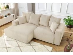 Canapé D'angle Fixe ENJOY Velours Côtelé -Velvet Magasin canape d angle fixe enjoy velours cotele 4