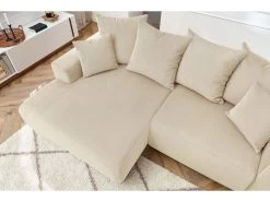 Canapé D'angle Fixe ENJOY Velours Côtelé -Velvet Magasin canape d angle fixe enjoy velours cotele 5