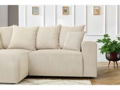 Canapé D'angle Fixe ENJOY Velours Côtelé -Velvet Magasin canape d angle fixe enjoy velours cotele 6