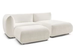 Canapé D'angle Fixe LECOMTE Avec 1 Chauffeuse Avec Accoudoir 130 Cm, 1 Méridienne Sans Accoudoir Et 1 Petit Pouf