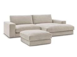 Canapé D'angle Fixe LEONARD Tissu Texturé Avec Pouf