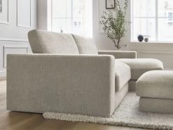 Canapé D'angle Fixe LEONARD Tissu Texturé Avec Pouf -Velvet Magasin canape d angle fixe leonard tissu texture avec pouf 6