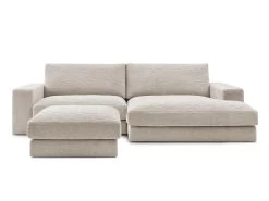 Canapé D'angle Fixe LEONARD Tissu Texturé Avec Pouf -Velvet Magasin canape d angle fixe leonard tissu texture avec pouf 8