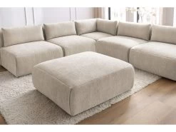 Canapé D'angle Fixe Modulable JEANNE Tissu Texturé Avec 4 Chauffeuses, 1 Angle Et 1 Pouf -Velvet Magasin canape d angle fixe modulable jeanne tissu texture avec 4 chauffeuses 1 angle et 1 pouf 6