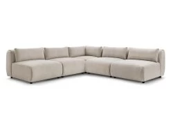 Canapé D'angle Fixe Modulable JEANNE Tissu Texturé Avec 4 Chauffeuses Et 1 Angle