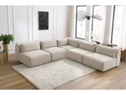 Canapé D'angle Fixe Modulable JEANNE Tissu Texturé Avec 4 Chauffeuses Et 1 Angle 16 Canapé D'angle Fixe Modulable JEANNE Tissu Texturé Avec 4 Chauffeuses Et 1 Angle -Velvet Magasin canape d angle fixe modulable jeanne tissu texture avec 4 chauffeuses et 1 angle 4