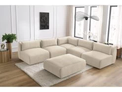 Canapé D'angle Fixe Modulable JEANNE Tissu Velours Avec 4 Chauffeuses, 1 Angle Et 1 Pouf 16 Canapé D'angle Fixe Modulable JEANNE Tissu Velours Avec 4 Chauffeuses, 1 Angle Et 1 Pouf -Velvet Magasin canape d angle fixe modulable jeanne tissu velours avec 4 chauffeuses 1 angle et 1 pouf 4