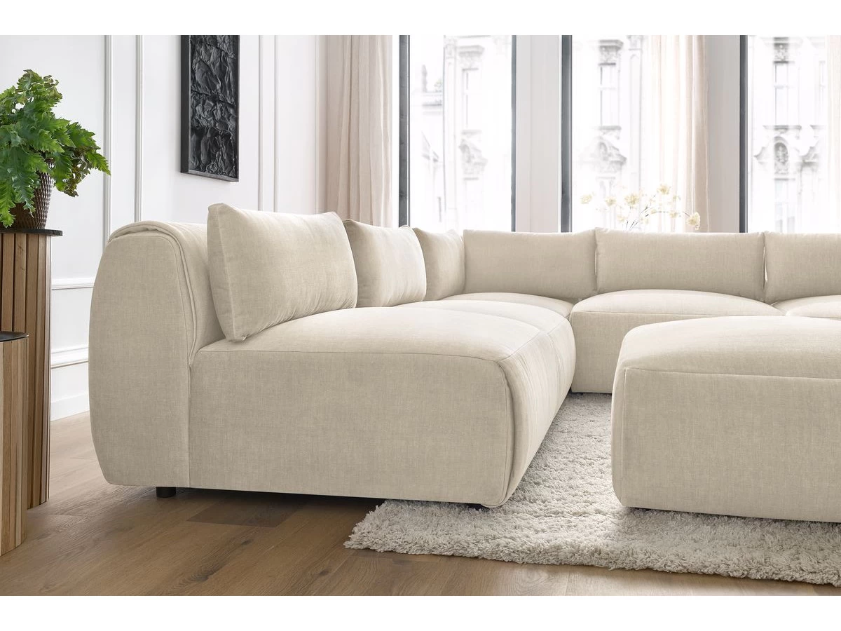 Canapé D'angle Fixe Modulable JEANNE Tissu Velours Avec 4 Chauffeuses, 1 Angle Et 1 Pouf 8 Canapé D'angle Fixe Modulable JEANNE Tissu Velours Avec 4 Chauffeuses, 1 Angle Et 1 Pouf – Image 6