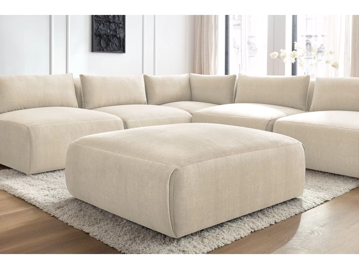 Canapé D'angle Fixe Modulable JEANNE Tissu Velours Avec 4 Chauffeuses, 1 Angle Et 1 Pouf 10 Canapé D'angle Fixe Modulable JEANNE Tissu Velours Avec 4 Chauffeuses, 1 Angle Et 1 Pouf – Image 8