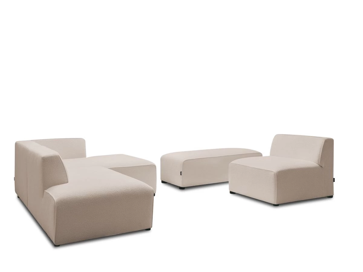 Canapé D'angle Fixe Modulable MEGEVE Tissu Bouclette Avec 1 Chauffeuse Et 1 Pouf 3 Canapé D'angle Fixe Modulable MEGEVE Tissu Bouclette Avec 1 Chauffeuse Et 1 Pouf