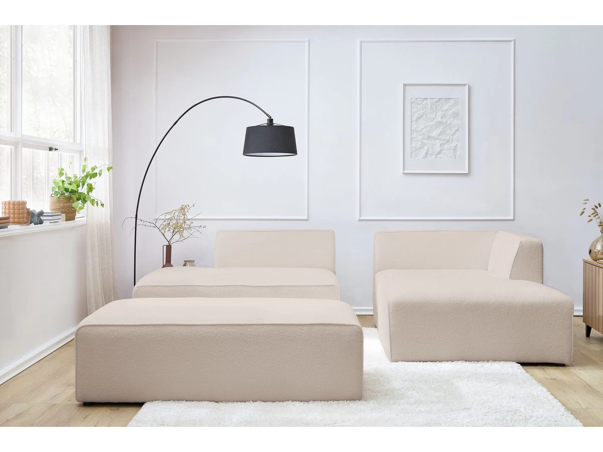 Canapé D'angle Fixe Modulable MEGEVE Tissu Bouclette Avec Pouf 10 Canapé D'angle Fixe Modulable MEGEVE Tissu Bouclette Avec Pouf – Image 8