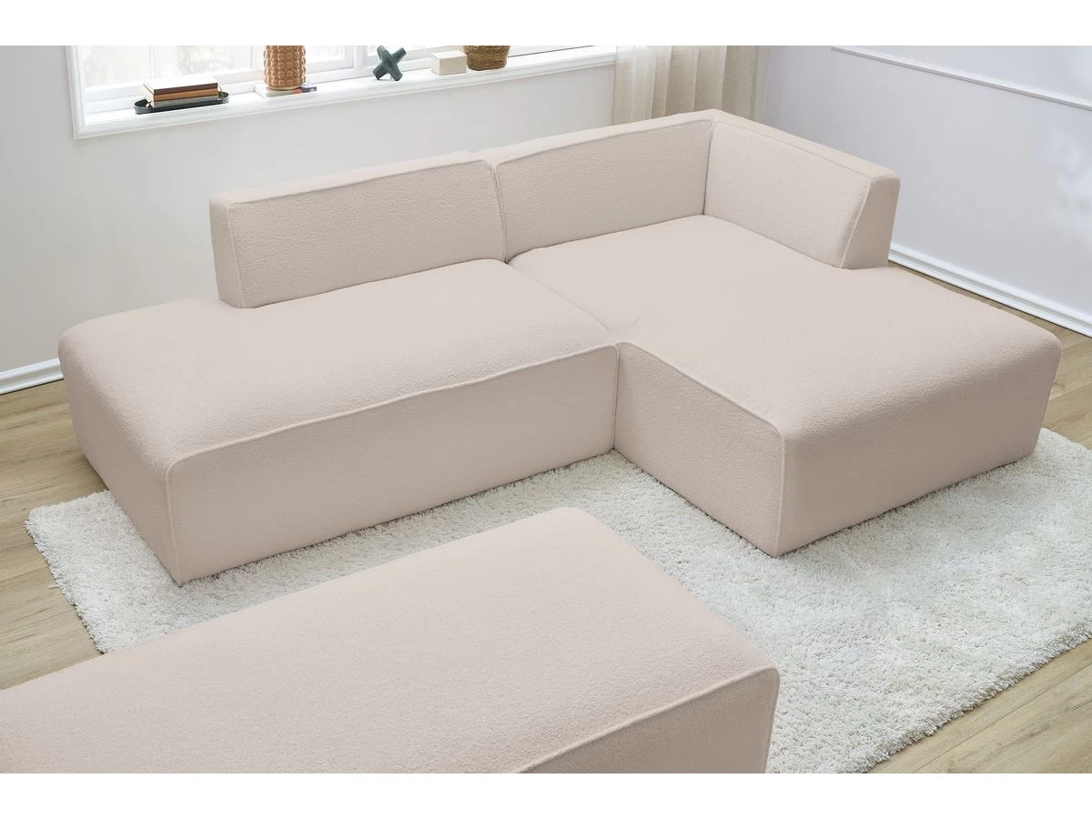 Canapé D'angle Fixe Modulable MEGEVE Tissu Bouclette Avec Pouf 12 Canapé D'angle Fixe Modulable MEGEVE Tissu Bouclette Avec Pouf – Image 10