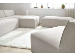 Canapé D'angle Fixe Modulable MEGEVE Tissu Chiné Avec 1 Chauffeuse Et 1 Pouf -Velvet Magasin canape d angle fixe modulable megeve tissu lisse avec 1 chauffeuse et 1 pouf 6