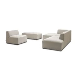 Canapé D'angle Fixe Modulable MEGEVE Tissu Chiné Avec 1 Chauffeuse Et 1 Pouf -Velvet Magasin canape d angle fixe modulable megeve tissu lisse avec 1 chauffeuse et 1 pouf 7