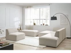 Canapé D'angle Fixe Modulable MEGEVE Tissu Chiné Avec 1 Chauffeuse Et 1 Pouf -Velvet Magasin canape d angle fixe modulable megeve tissu lisse avec 1 chauffeuse et 1 pouf 8