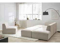 Canapé D'angle Fixe Modulable MEGEVE Tissu Chiné Avec 1 Chauffeuse Et 1 Pouf -Velvet Magasin canape d angle fixe modulable megeve tissu lisse avec 1 chauffeuse et 1 pouf 9