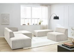 Canapé D'angle Fixe Modulable MEGEVE Tissu Texturé Avec 1 Chauffeuse Et 1 Pouf -Velvet Magasin canape d angle fixe modulable megeve tissu texture avec 1 chauffeuse et 1 pouf 2