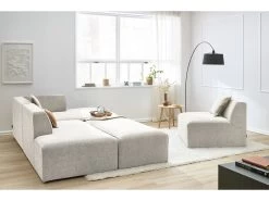 Canapé D'angle Fixe Modulable MEGEVE Tissu Texturé Avec 1 Chauffeuse Et 1 Pouf -Velvet Magasin canape d angle fixe modulable megeve tissu texture avec 1 chauffeuse et 1 pouf 5