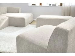 Canapé D'angle Fixe Modulable MEGEVE Tissu Texturé Avec 1 Chauffeuse Et 1 Pouf -Velvet Magasin canape d angle fixe modulable megeve tissu texture avec 1 chauffeuse et 1 pouf 7