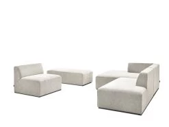 Canapé D'angle Fixe Modulable MEGEVE Tissu Texturé Avec 1 Chauffeuse Et 1 Pouf -Velvet Magasin canape d angle fixe modulable megeve tissu texture avec 1 chauffeuse et 1 pouf 8
