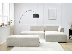 Canapé D'angle Fixe Modulable MEGEVE Tissu Texturé Avec Pouf -Velvet Magasin canape d angle fixe modulable megeve tissu texture avec pouf 7