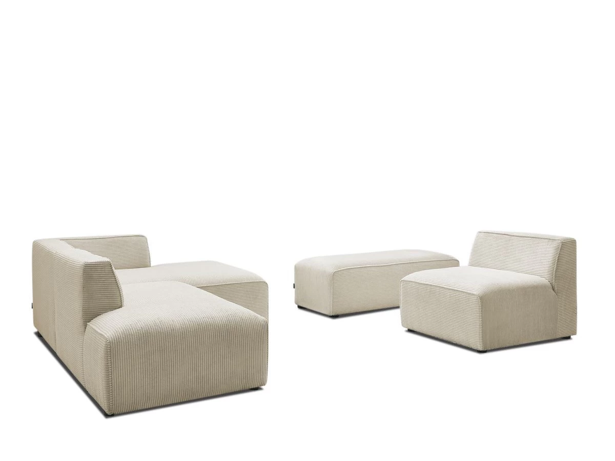Canapé D'angle Fixe Modulable MEGEVE Tissu Velours Côtelé Avec 1 Chauffeuse Et 1 Pouf 3 Canapé D'angle Fixe Modulable MEGEVE Tissu Velours Côtelé Avec 1 Chauffeuse Et 1 Pouf