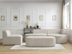 Canapé D'angle Fixe Modulable ROUSSEAU Tissu Chiné Avec 1 Chauffeuse Et 1 Pouf -Velvet Magasin canape d angle fixe modulable rousseau tissu chine avec 1 chauffeuse et 1 pouf 3