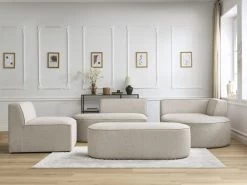 Canapé D'angle Fixe Modulable ROUSSEAU Tissu Chiné Avec 1 Chauffeuse Et 1 Pouf -Velvet Magasin canape d angle fixe modulable rousseau tissu chine avec 1 chauffeuse et 1 pouf 4