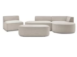 Canapé D'angle Fixe Modulable ROUSSEAU Tissu Chiné Avec 1 Chauffeuse Et 1 Pouf -Velvet Magasin canape d angle fixe modulable rousseau tissu chine avec 1 chauffeuse et 1 pouf 7