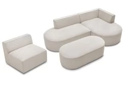 Canapé D'angle Fixe Modulable ROUSSEAU Tissu Chiné Avec 1 Chauffeuse Et 1 Pouf -Velvet Magasin canape d angle fixe modulable rousseau tissu chine avec 1 chauffeuse et 1 pouf 8