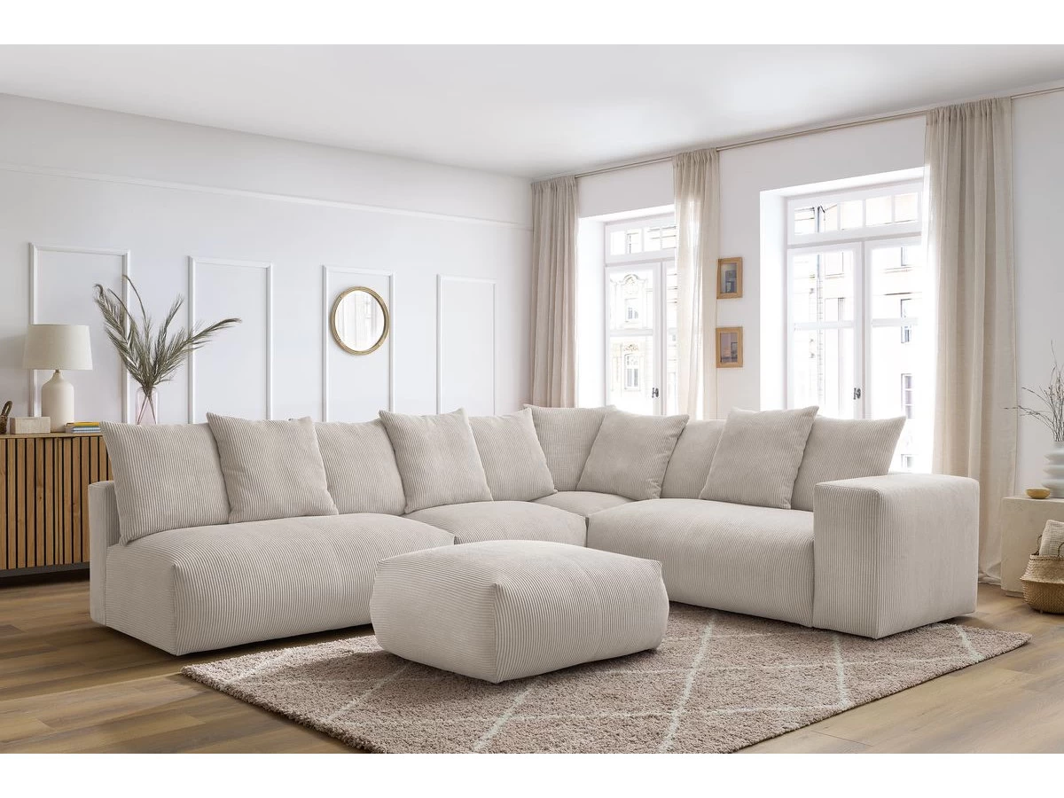 Canapé D'angle Fixe Modulable Ultra Moelleux VOLTAIRE Avec 2 Chauffeuses 2 Places, 1 Angle, 1 Chauffeuse 1 Place Et 1 Pouf 4 Canapé D'angle Fixe Modulable Ultra Moelleux VOLTAIRE Avec 2 Chauffeuses 2 Places, 1 Angle, 1 Chauffeuse 1 Place Et 1 Pouf – Image 2