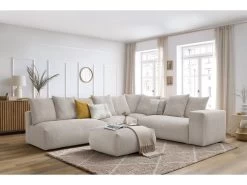 Canapé D'angle Fixe Modulable Ultra Moelleux VOLTAIRE Avec 2 Chauffeuses 2 Places, 1 Angle, 1 Chauffeuse 1 Place Et 1 Pouf