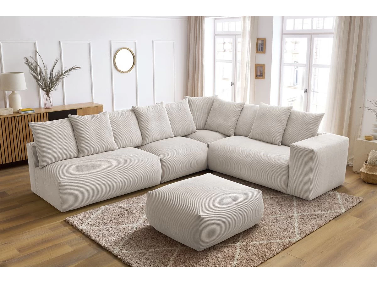 Canapé D'angle Fixe Modulable Ultra Moelleux VOLTAIRE Avec 2 Chauffeuses 2 Places, 1 Angle, 1 Chauffeuse 1 Place Et 1 Pouf 6 Canapé D'angle Fixe Modulable Ultra Moelleux VOLTAIRE Avec 2 Chauffeuses 2 Places, 1 Angle, 1 Chauffeuse 1 Place Et 1 Pouf – Image 4