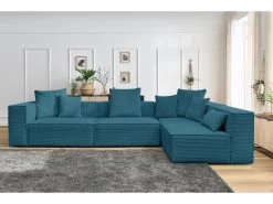 Canapé D'angle Fixe Modulable VAUBAN Velours Côtelé -Velvet Magasin canape d angle fixe modulable vauban velours cotele 2