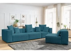 Canapé D'angle Fixe Modulable VAUBAN Velours Côtelé -Velvet Magasin canape d angle fixe modulable vauban velours cotele 4