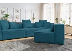 Canapé D'angle Fixe Modulable VAUBAN Velours Côtelé -Velvet Magasin canape d angle fixe modulable vauban velours cotele 9