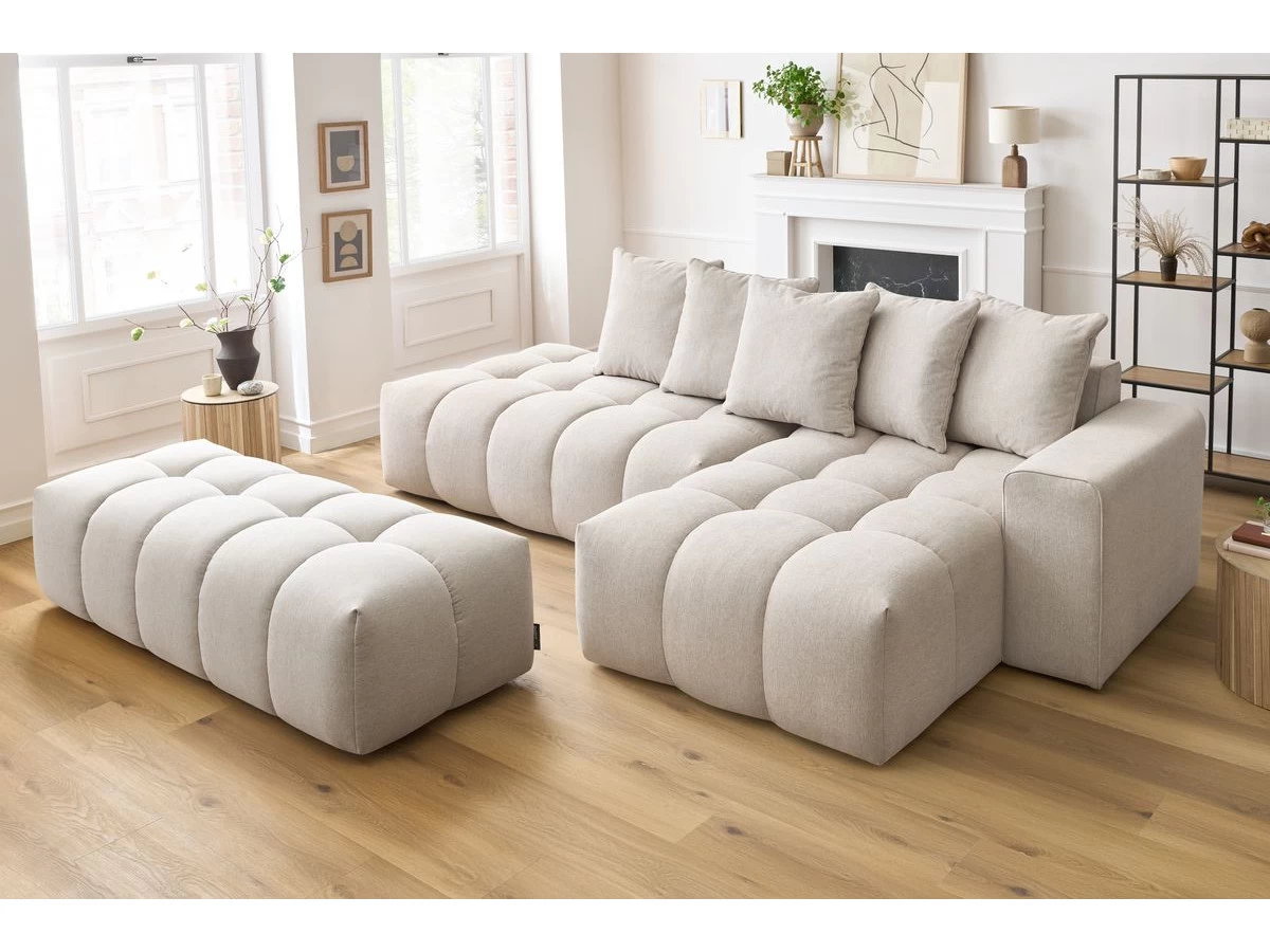 Mont Blanc Canapé D'angle Fixe MONT-BLANC Tissu Avec Pouf 7 Mont Blanc Canapé D'angle Fixe MONT-BLANC Tissu Avec Pouf – Image 5