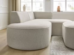 Canapé D'angle Fixe ROUSSEAU Tissu Chiné Avec Pouf -Velvet Magasin canape d angle fixe rousseau tissu chine avec pouf 6