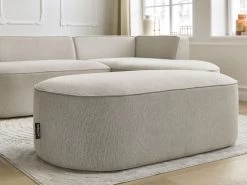 Canapé D'angle Fixe ROUSSEAU Tissu Chiné Avec Pouf -Velvet Magasin canape d angle fixe rousseau tissu chine avec pouf 7