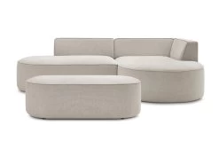 Canapé D'angle Fixe ROUSSEAU Tissu Chiné Avec Pouf -Velvet Magasin canape d angle fixe rousseau tissu chine avec pouf 8