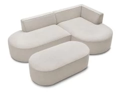 Canapé D'angle Fixe ROUSSEAU Tissu Chiné Avec Pouf -Velvet Magasin canape d angle fixe rousseau tissu chine avec pouf 9