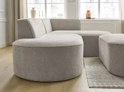 Canapé D'angle Fixe ROUSSEAU Tissu Texturé Avec Pouf -Velvet Magasin canape d angle fixe rousseau tissu texture avec pouf 6