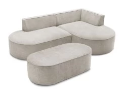 Canapé D'angle Fixe ROUSSEAU Tissu Texturé Avec Pouf -Velvet Magasin canape d angle fixe rousseau tissu texture avec pouf 9