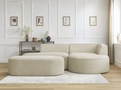 Canapé D'angle Fixe ROUSSEAU Velours Côtelé Avec Pouf 15 Canapé D'angle Fixe ROUSSEAU Velours Côtelé Avec Pouf -Velvet Magasin canape d angle fixe rousseau velours cotele avec pouf 3