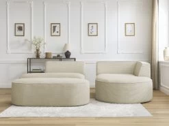 Canapé D'angle Fixe ROUSSEAU Velours Côtelé Avec Pouf 16 Canapé D'angle Fixe ROUSSEAU Velours Côtelé Avec Pouf -Velvet Magasin canape d angle fixe rousseau velours cotele avec pouf 4