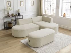 Canapé D'angle Fixe ROUSSEAU Velours Côtelé Avec Pouf 17 Canapé D'angle Fixe ROUSSEAU Velours Côtelé Avec Pouf -Velvet Magasin canape d angle fixe rousseau velours cotele avec pouf 5