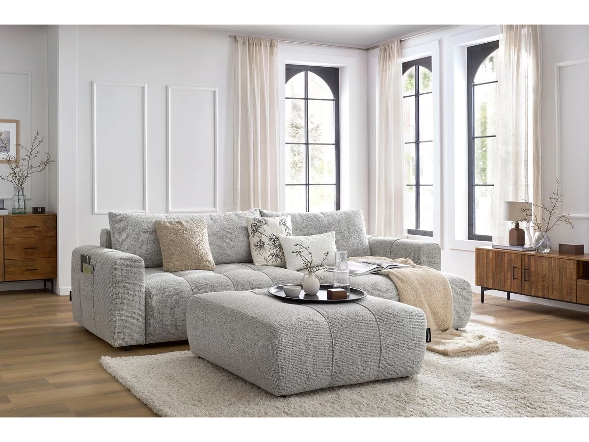 Canapé D'angle Réversible Convertible Coffre ARSENE Avec Pouf 4 Canapé D'angle Réversible Convertible Coffre ARSENE Avec Pouf – Image 2