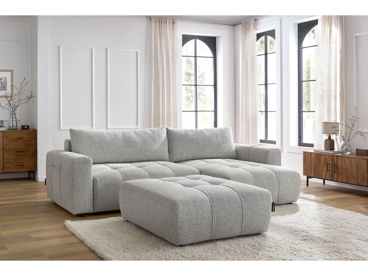 Canapé D'angle Réversible Convertible Coffre ARSENE Avec Pouf 5 Canapé D'angle Réversible Convertible Coffre ARSENE Avec Pouf – Image 3